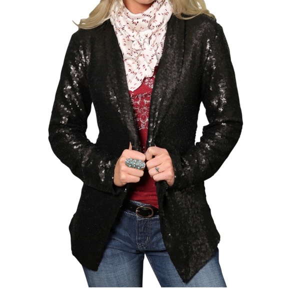 Cruel Girl Jackets & Blazers - Cruel Denim Tuxedo Sequin Blazer Size Small